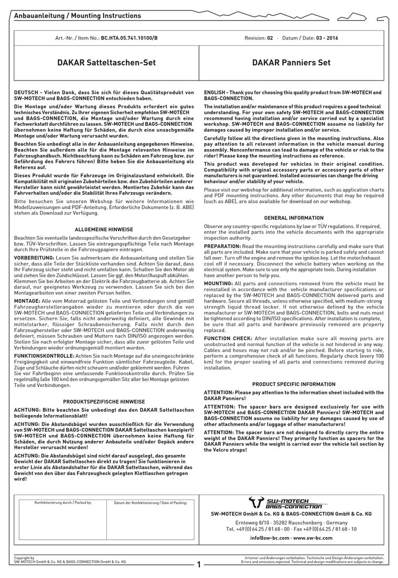 SW-Motech DAKAR User manual SW-Motech DAKAR User manual