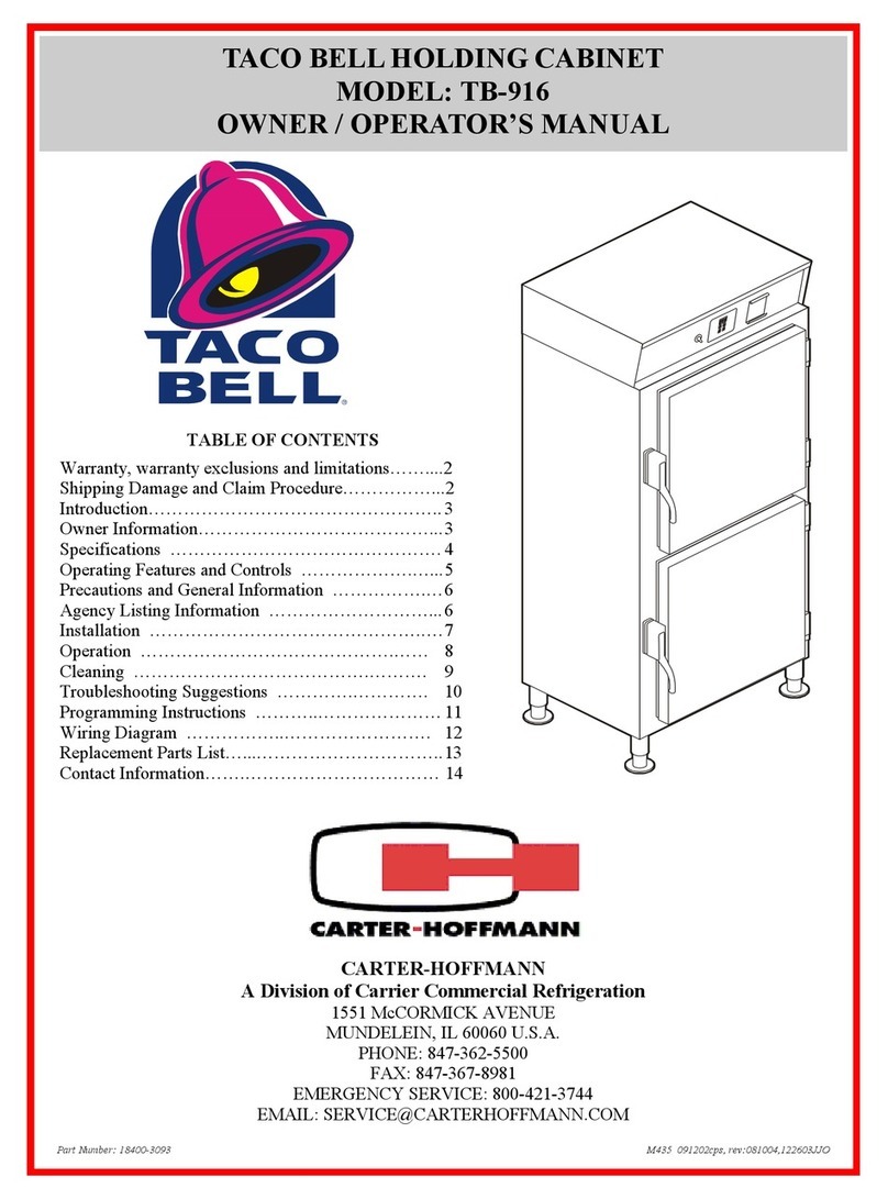 CARTER-HOFFMANN TACO BELL TB-916 Owner's/operator's manual CARTER-HOFFMANN TACO BELL TB-916 Owner's/operator's manual