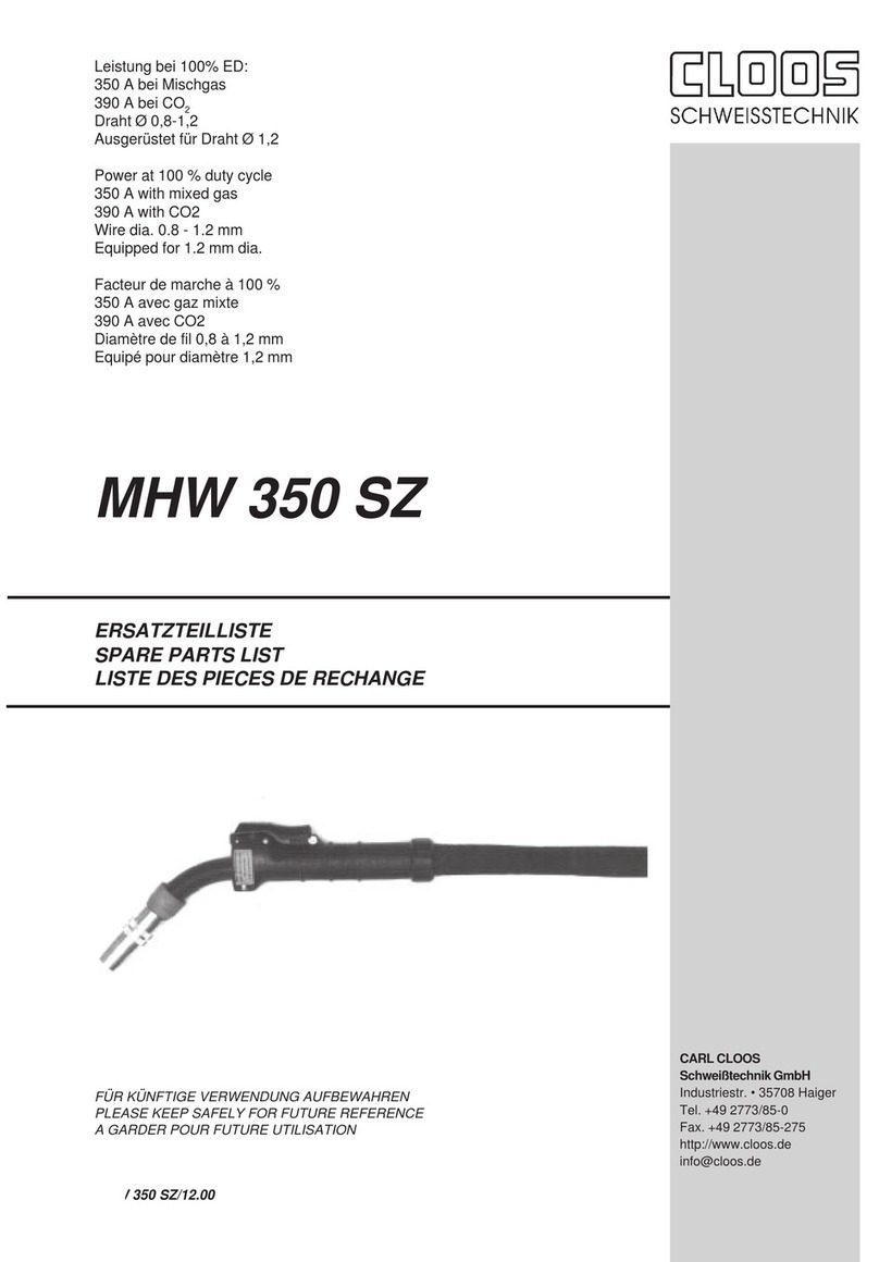 Cloos MHW 350 SZ Spare parts list Cloos MHW 350 SZ Spare parts list