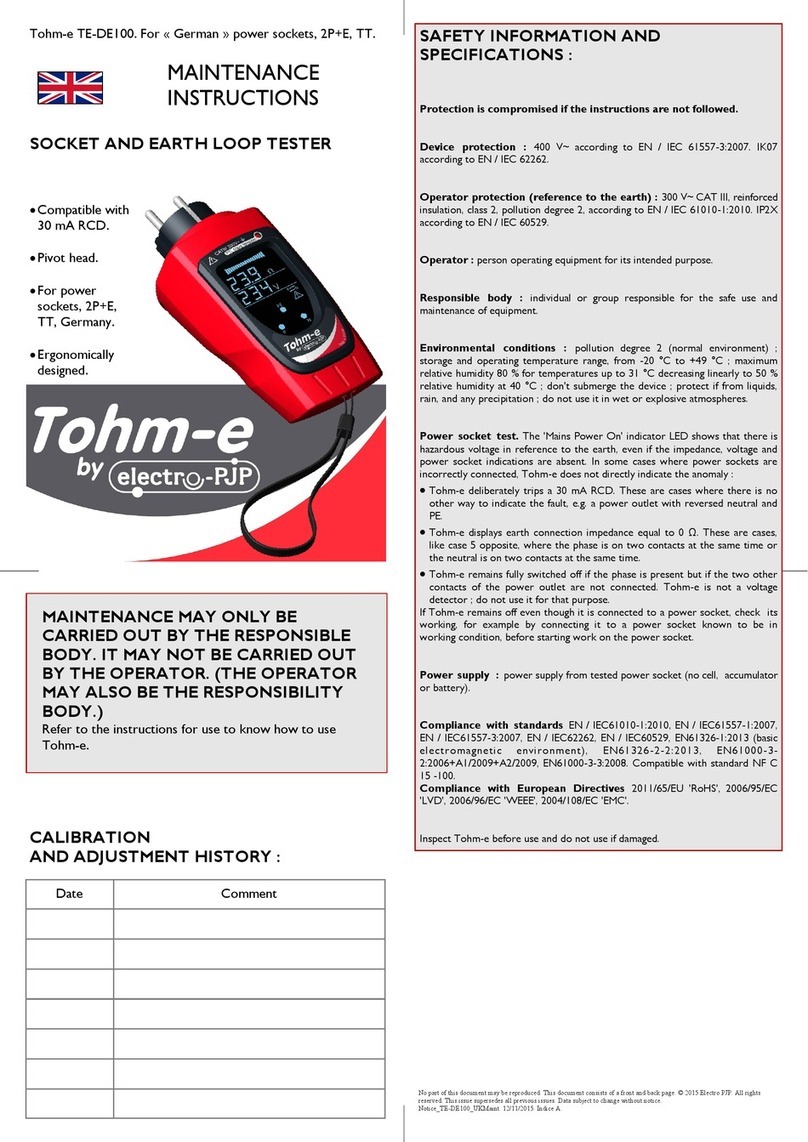 Electro-PJP Tohm-e TE-DE100 Maintenance instructions