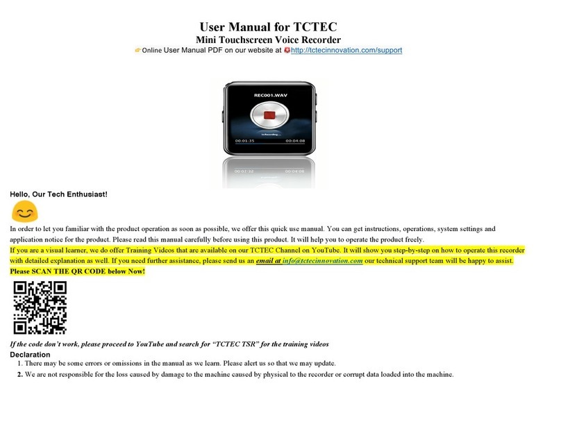 TCTEC Mini Touchscreen Voice Recorder user manual