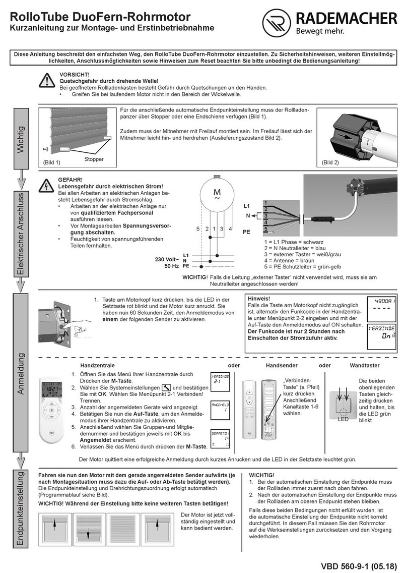 RADEMACHER RolloTube DuoFern Brief instructions for installation and initial commissioning