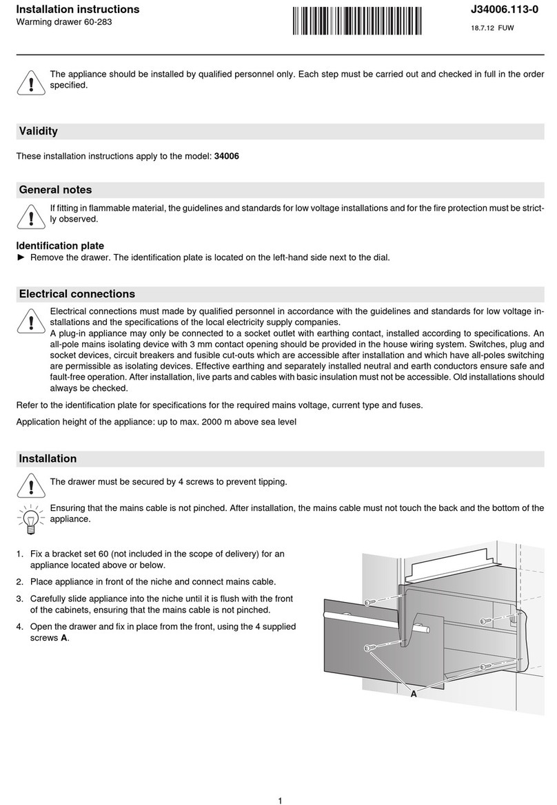 V-ZUG WS 60 283 User manual