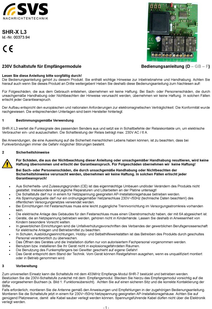 SVS SHR-X L3 operating instructions