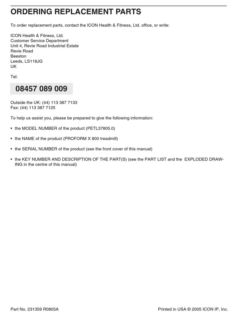 Pro-Form X 800 User manual