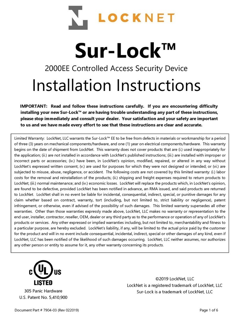 LockNet Sur-Lock 2000EE installation instructions