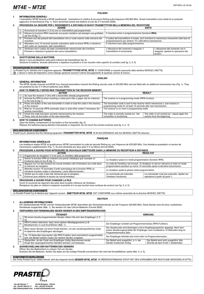 PRASTEL MT4E User manual