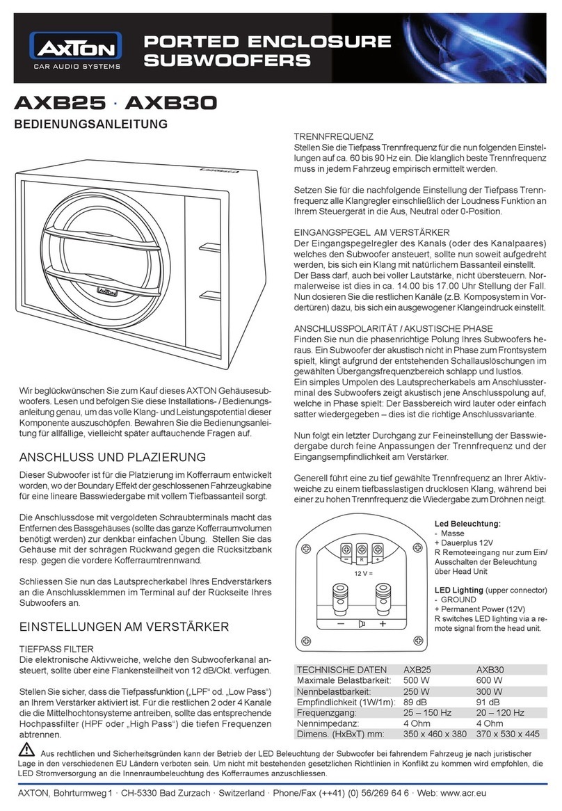 AXTON AXB25 operating instructions