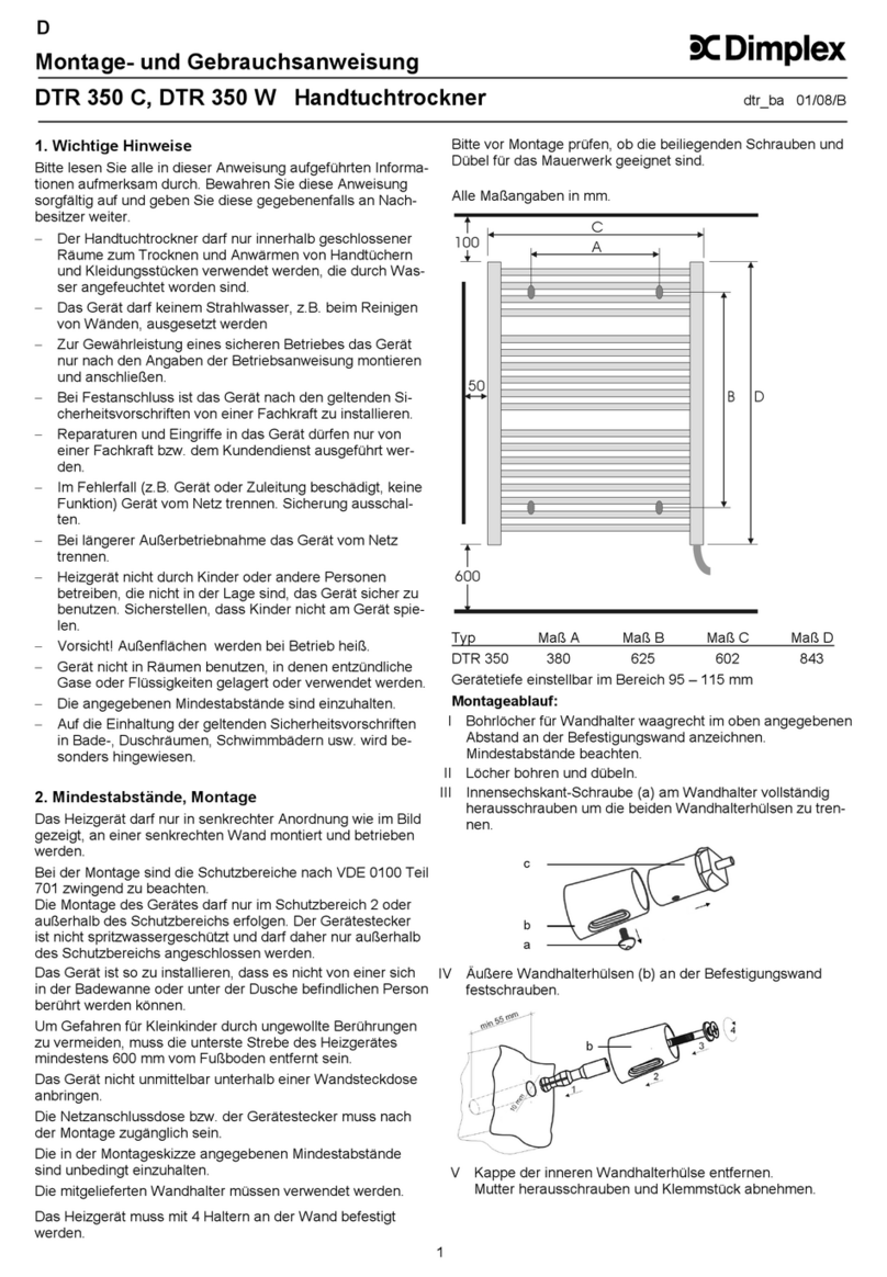 Dimplex DTR 350 C Installation and operating instructions Dimplex DTR 350 C Installation and operating instructions