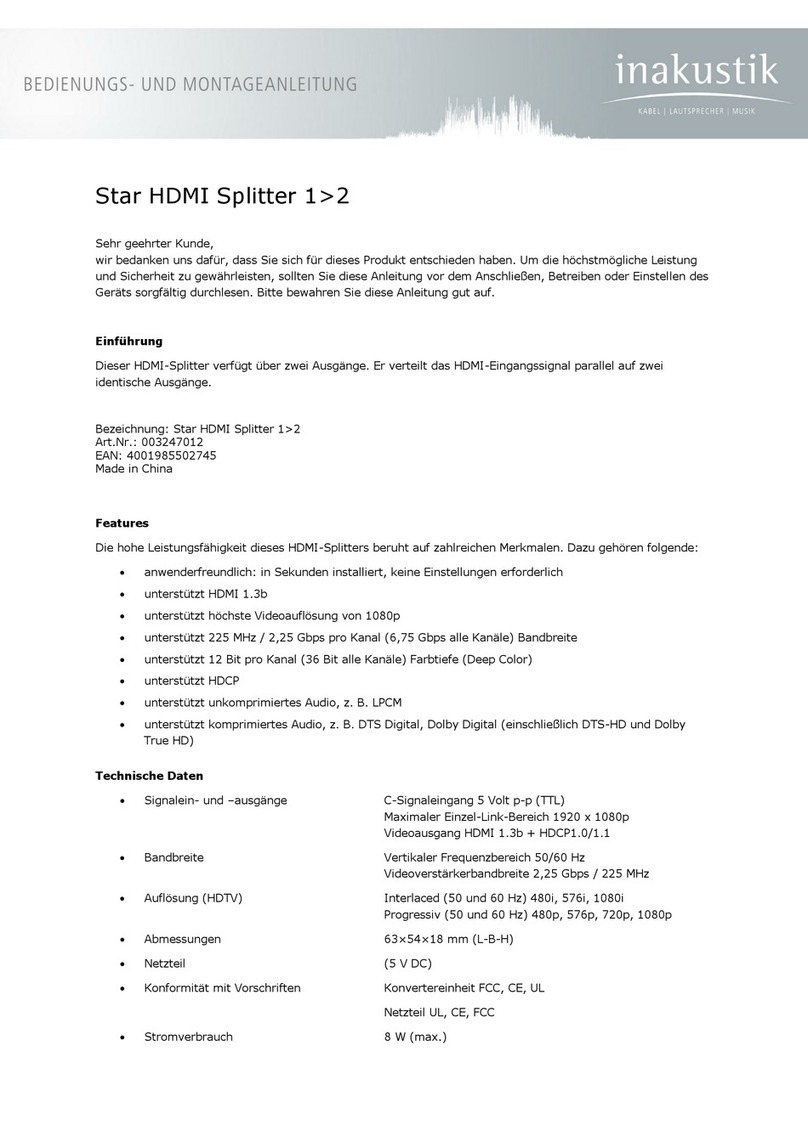 Inakustik Star HDMI Splitter 1-2 Mounting instructions Inakustik Star HDMI Splitter 1-2 Mounting instructions