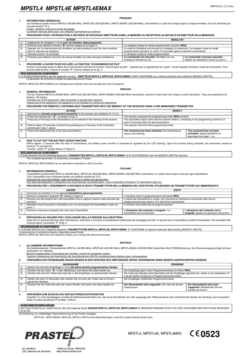 PRASTEL MPSTL4 manual
