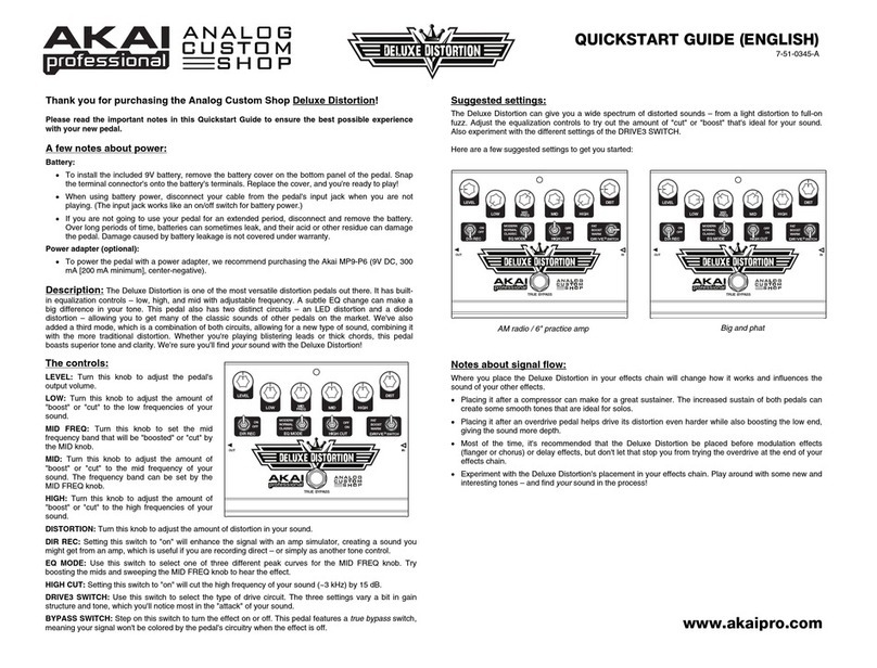 Analog Custom Shop Deluxe Distortion quick start guide