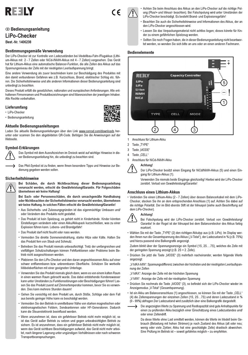 Reely LiPo Checker operating instructions