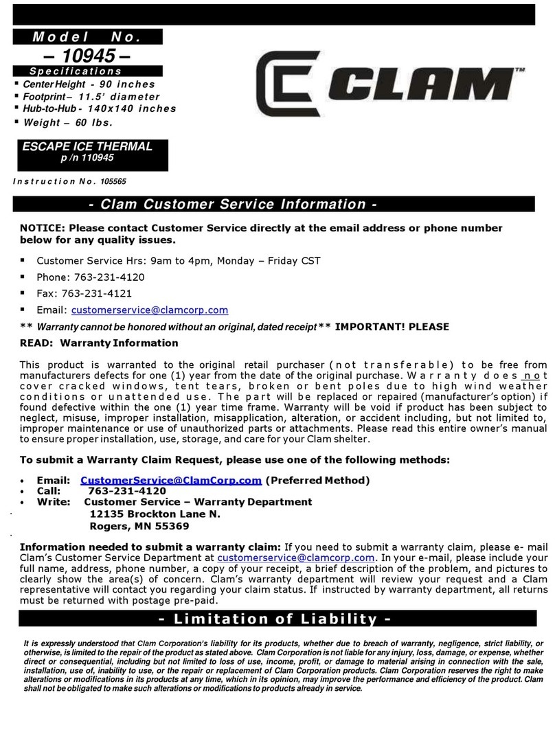 Clam 10945 User manual