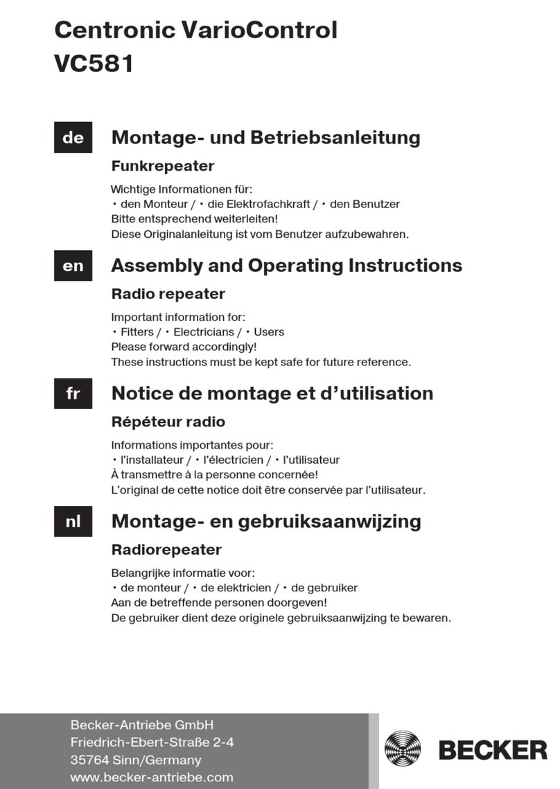 Becker Centronic VarioControl VC581 Assembly and operating instructions Becker Centronic VarioControl VC581 Assembly and operating instructions