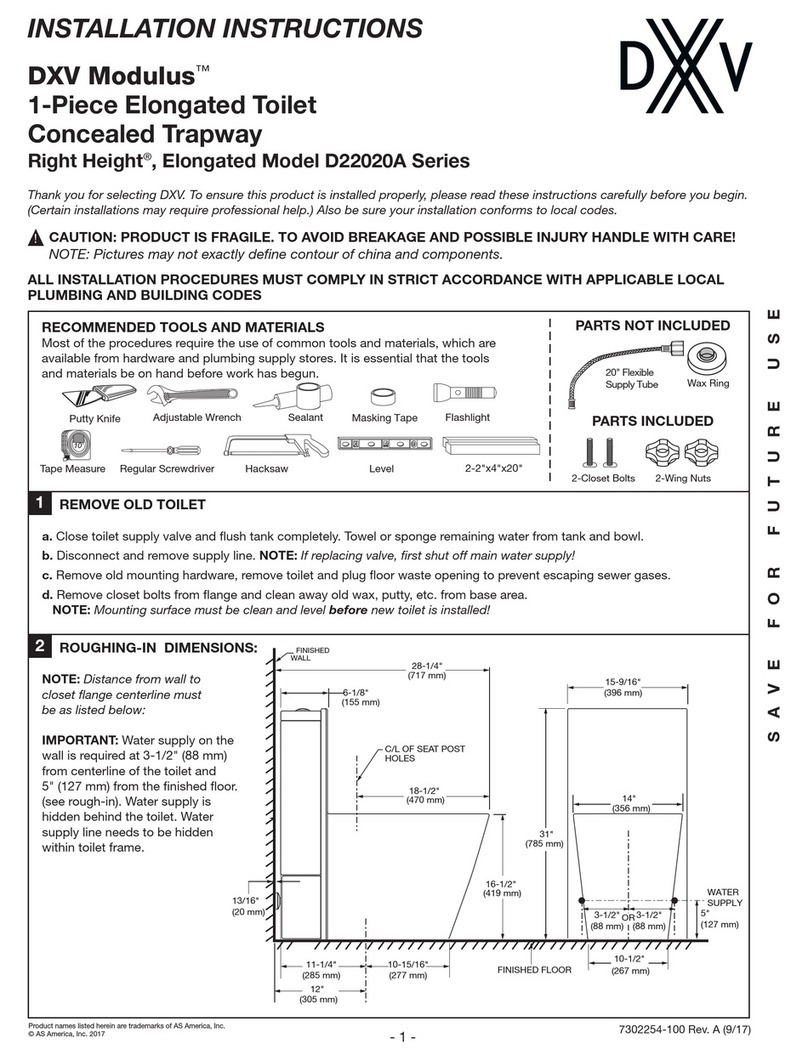DXV Modulus Right Height D22020A Series User manual