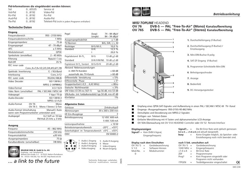 Wisi OV 76 operating instructions