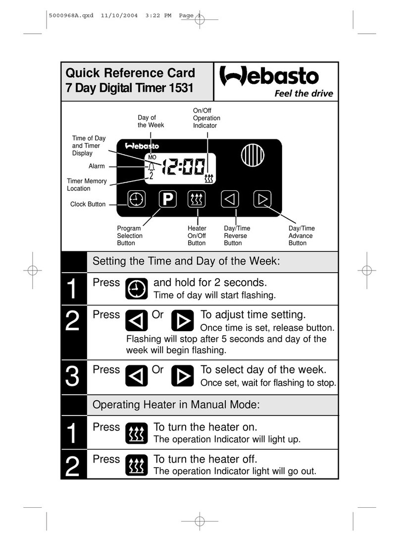 Webasto 1531 Quick reference card