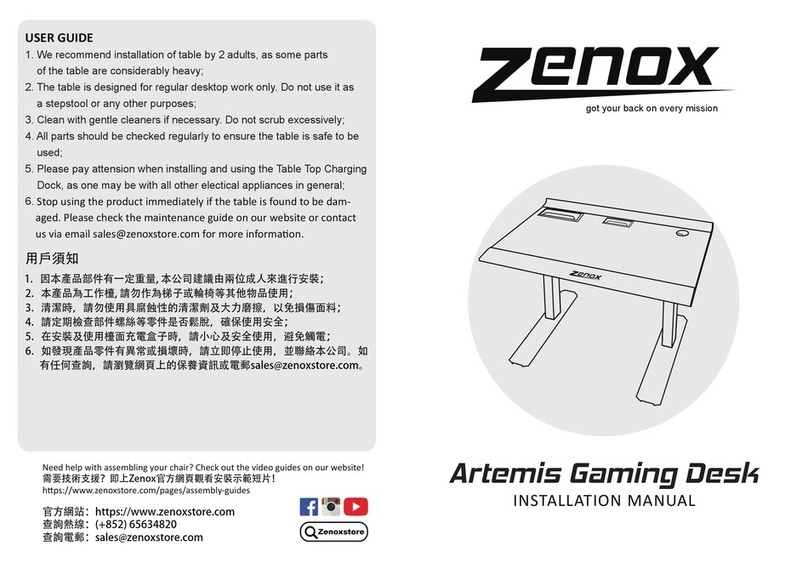 Zenox Artemis Gaming Desk installation manual