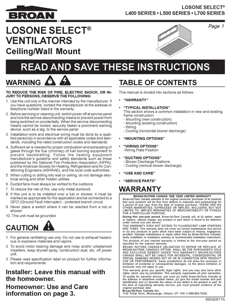 Broan Losone Select Series User manual