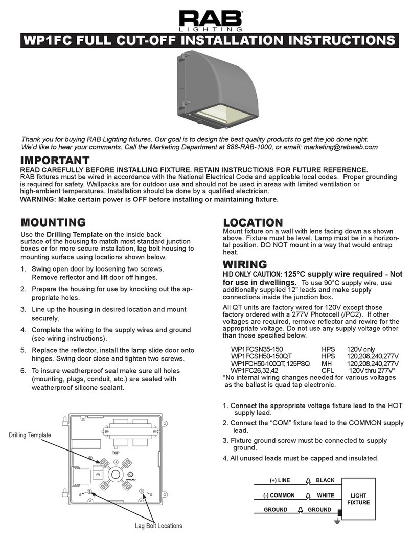 RAB Lighting WP1FC FULL CUT-OFF installation instructions RAB Lighting WP1FC FULL CUT-OFF installation instructions