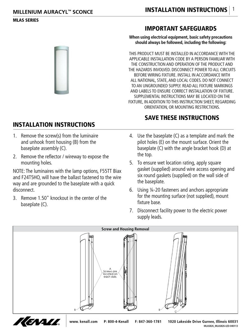 kenall MILLENIUM AURACYL MLAS Series User manual