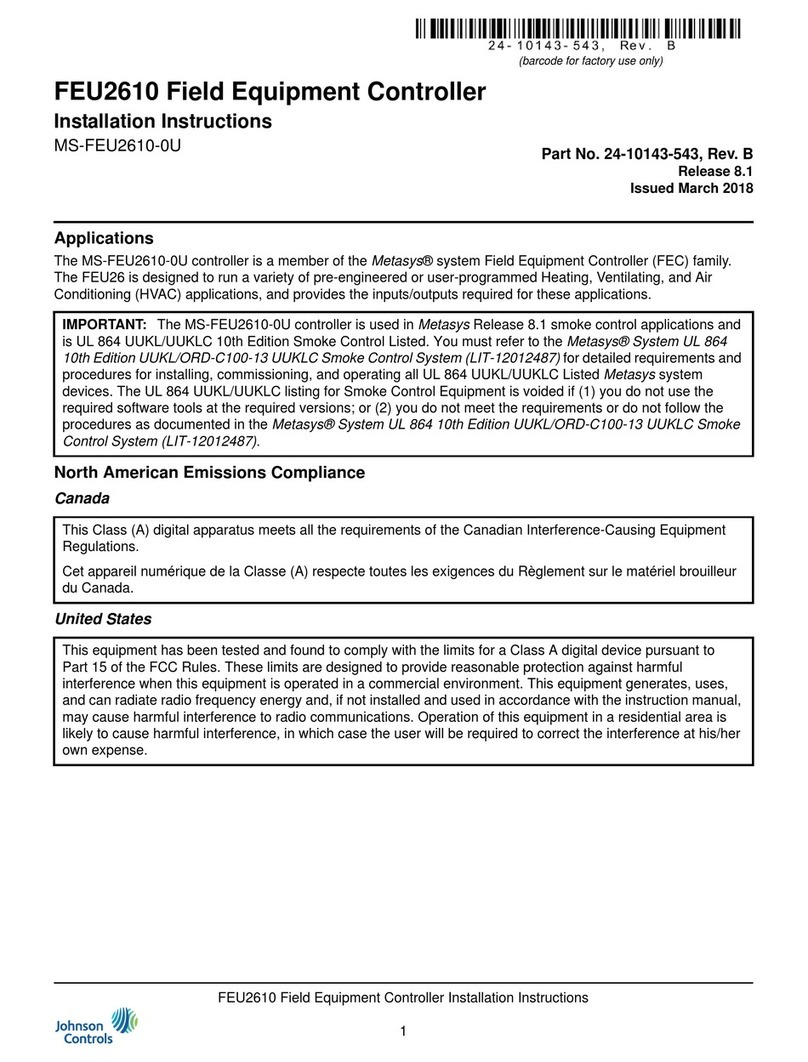 Johnson Controls FEU2610 Series installation instructions