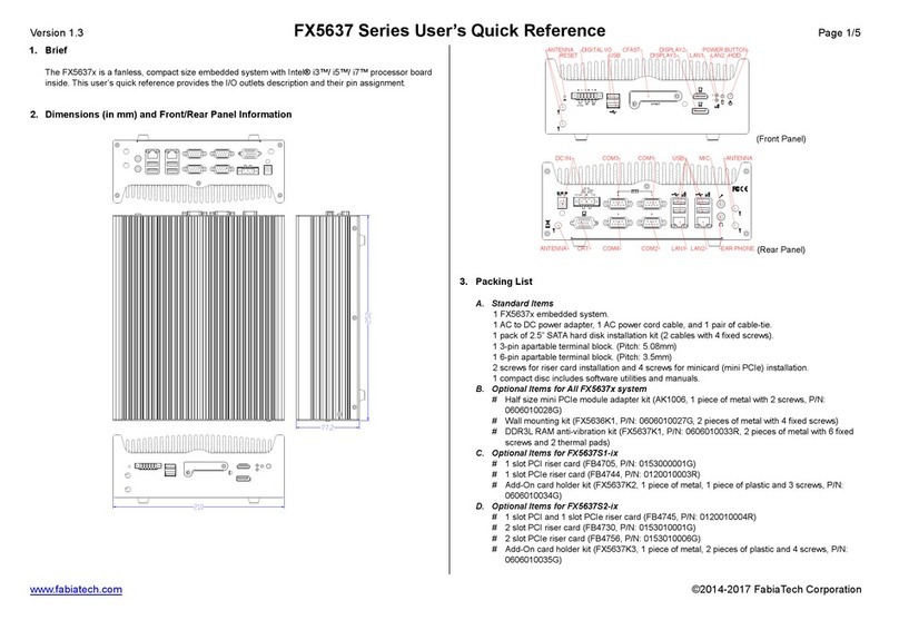 FabiaTech FX5637 Series User quick reference guide
