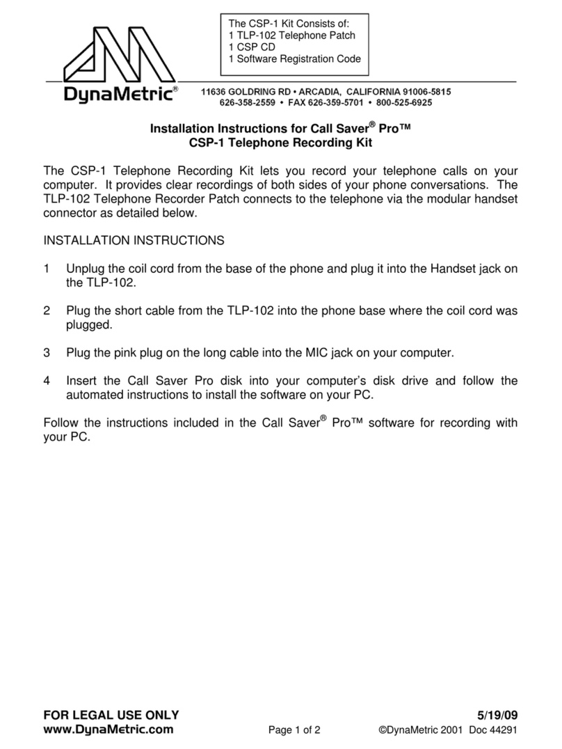 DynaMetric Call Saver Pro CSP-1 installation instructions