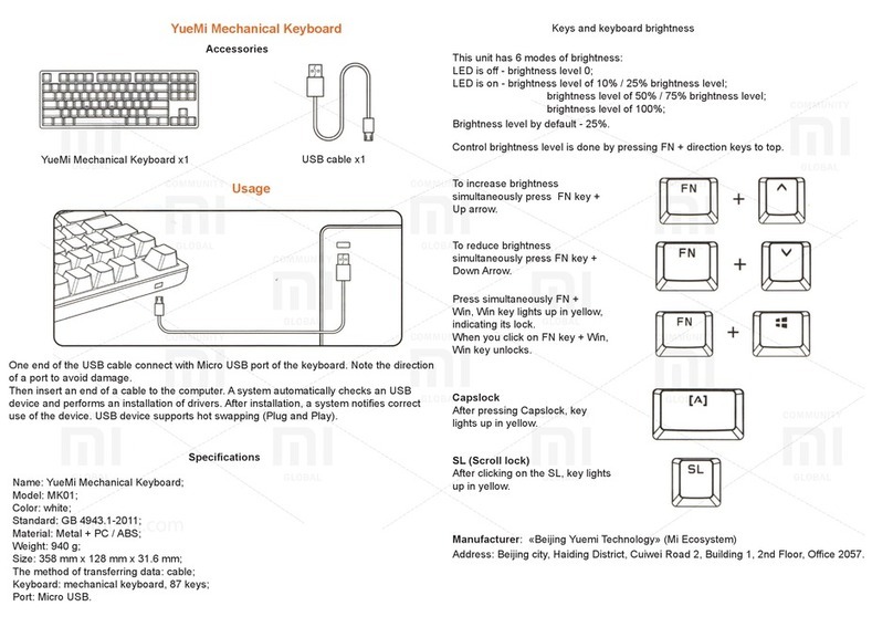 Xiaomi YueMi MK01 quick start guide