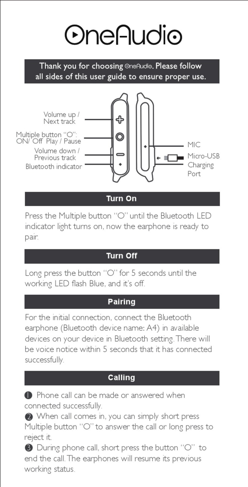 One Audio A4 manual