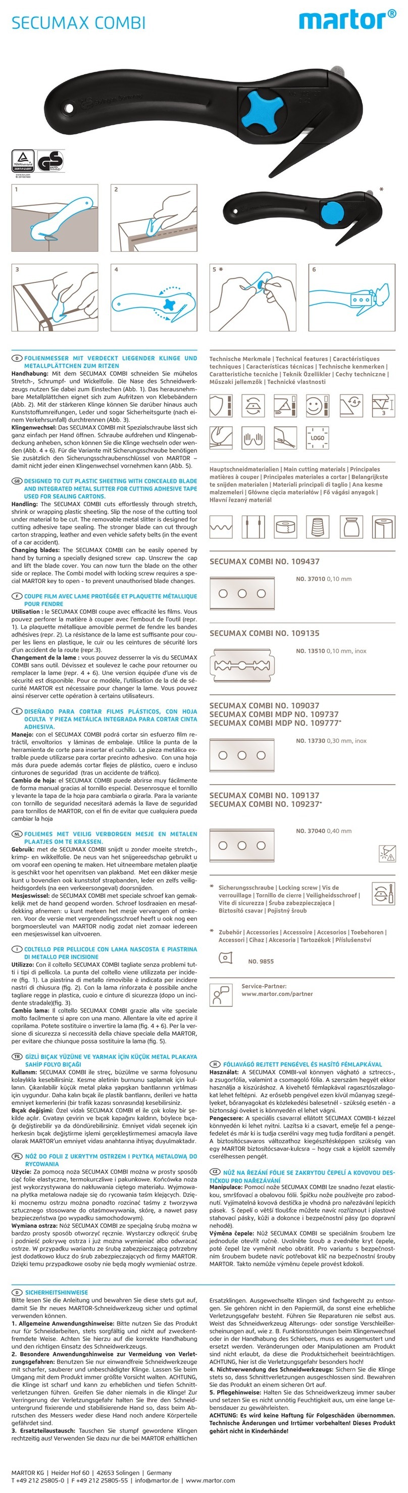 Martor SECUMAX COMBI manual