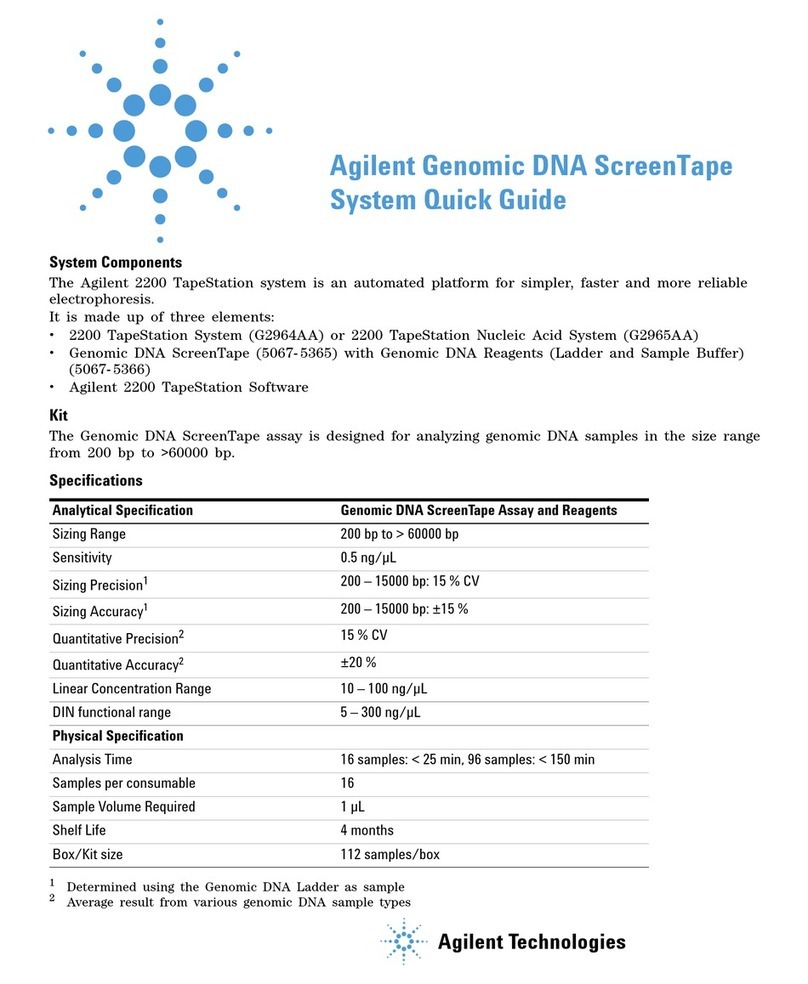 Agilent Technologies Genomic DNA ScreenTape System quick guide Agilent Technologies Genomic DNA ScreenTape System quick guide