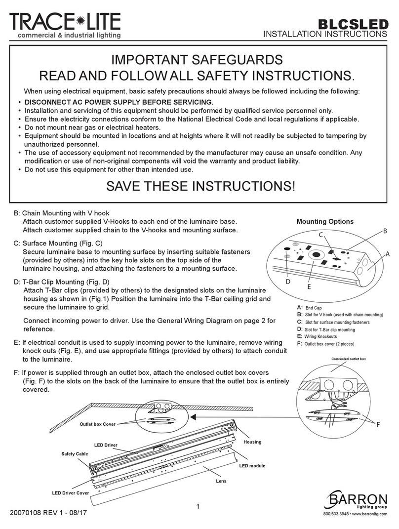BARRON TRACE-LITE BLCSLED installation instructions BARRON TRACE-LITE BLCSLED installation instructions