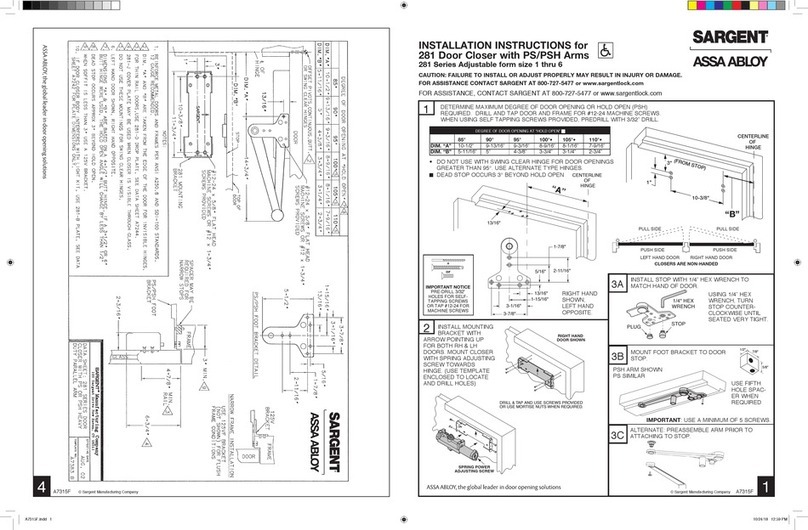 Assa Abloy Sargent 281 Series User manual Assa Abloy Sargent 281 Series User manual