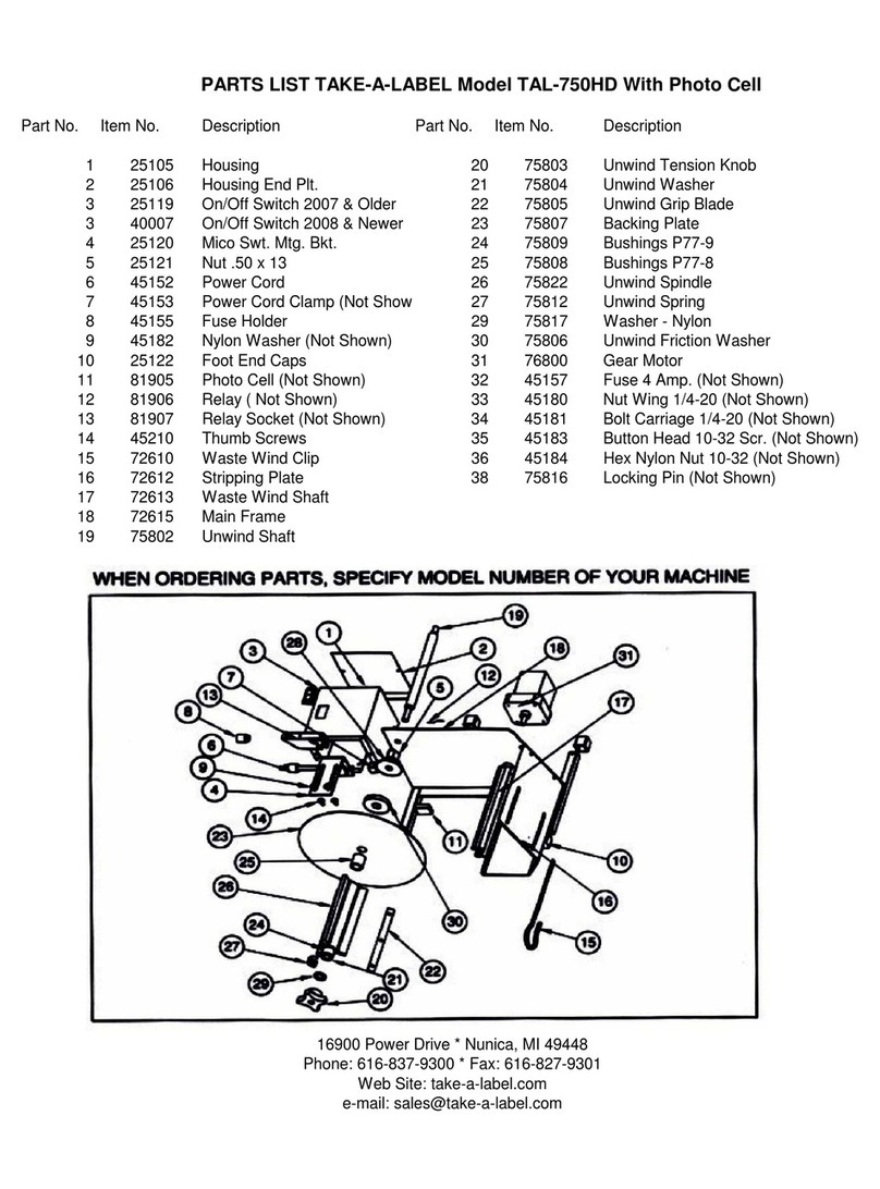 TAKE-A-LABEL TAL-750HD User manual