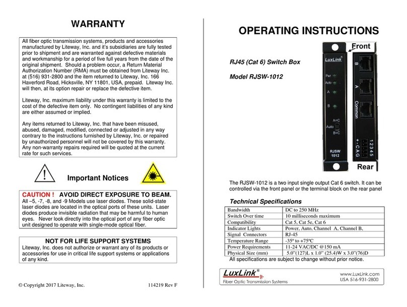 Luxlink RJSW-1012 operating instructions