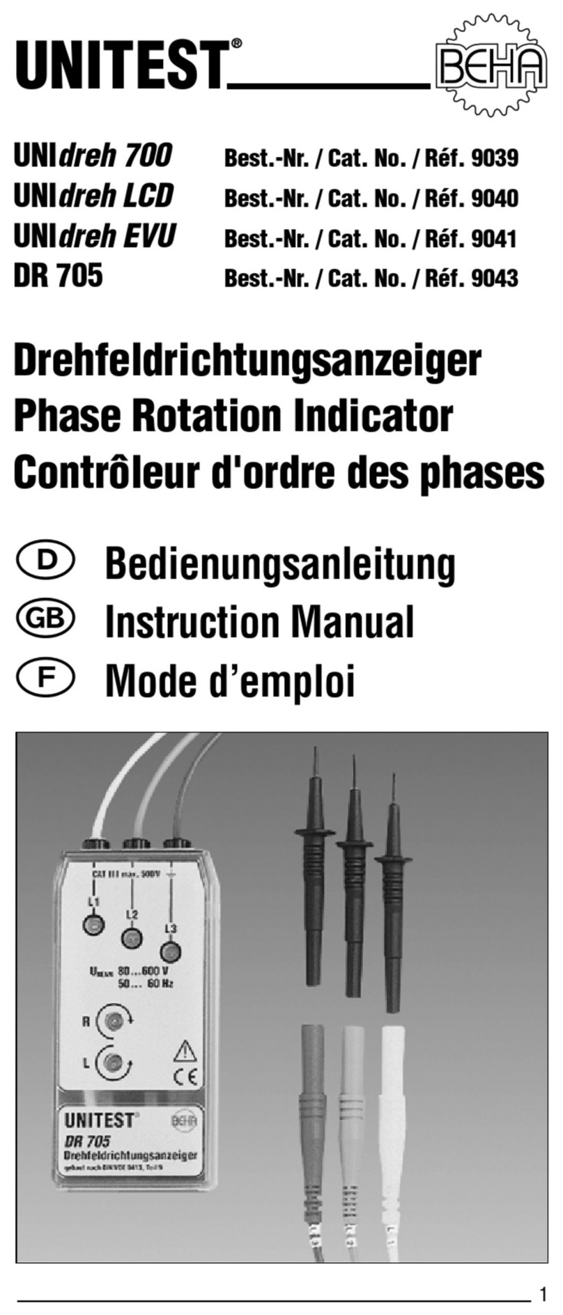 BEHA Unitest UNI dreh 700 instruction manual
