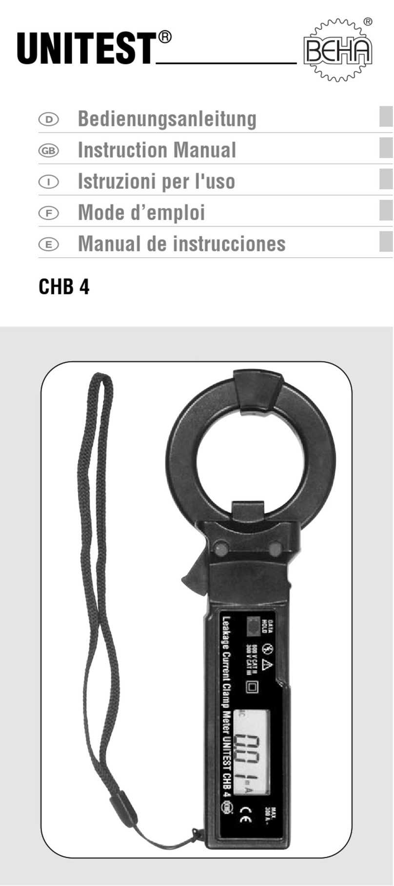 BEHA Unitest CHB 4 User manual BEHA Unitest CHB 4 User manual