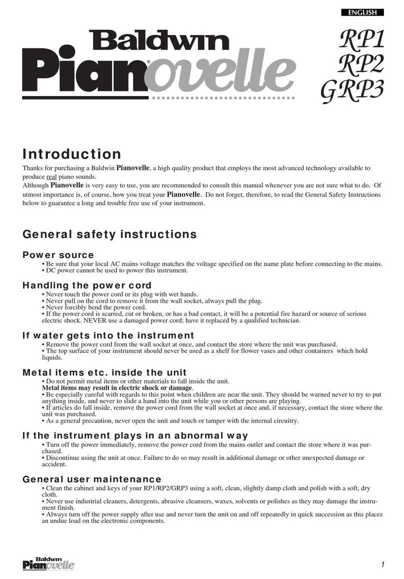 Baldwin Pianovelle RP1 User manual
