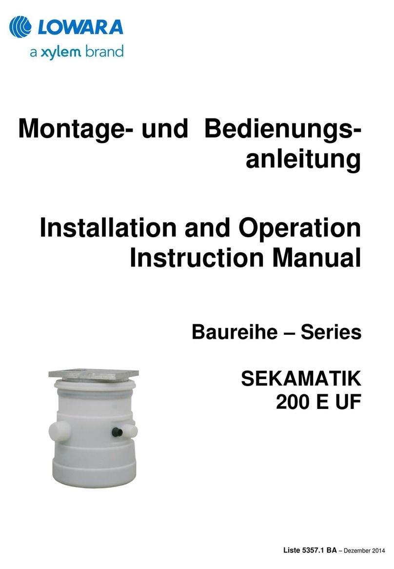 Xylem Lowara SEKAMATIK 200 E UF Service manual Xylem Lowara SEKAMATIK 200 E UF Service manual