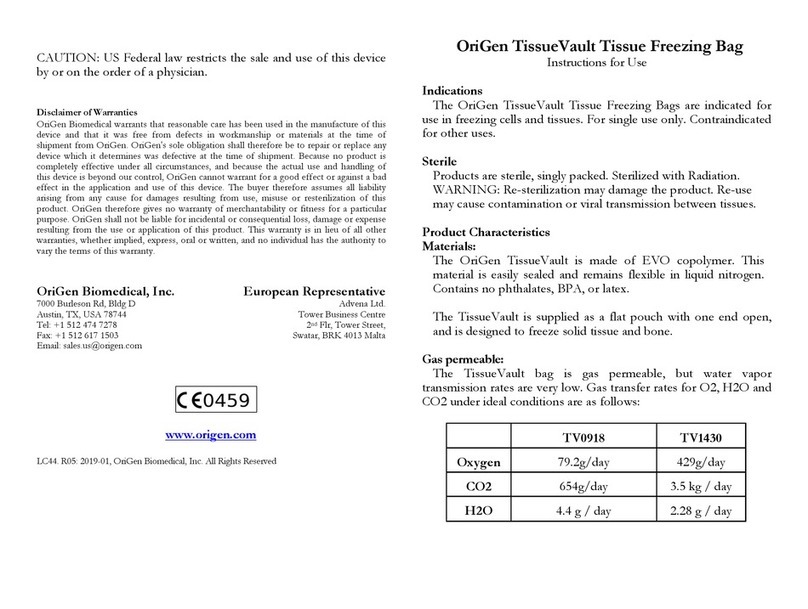 Origen ae TissueVault Series User manual
