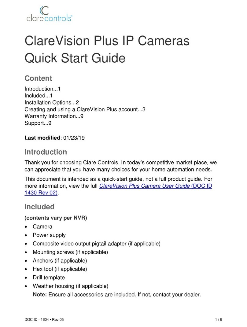Clare Controls ClareVision Plus Series User manual