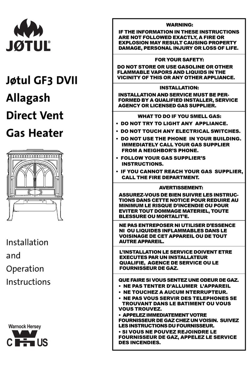 Jøtul GF3 DVII Allagash Installation and operation instructions Jøtul GF3 DVII Allagash Installation and operation instructions