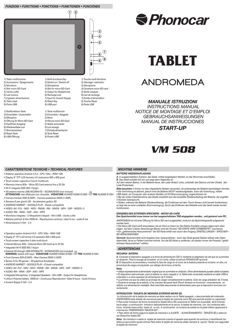 Phonocar ANDROMEDA VM 508 instruction manual