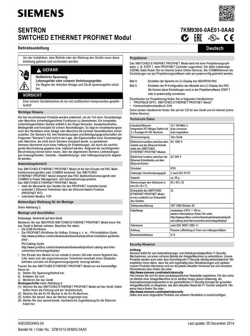 Siemens SENTRON Series User manual