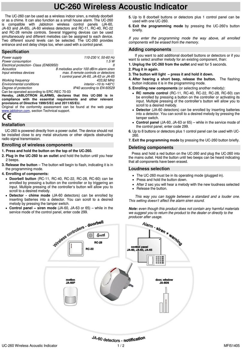 jablotron UC-260 quick start guide