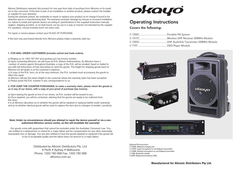 Okayo C 7202C operating instructions