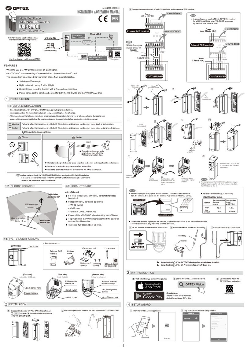 Optex VXI-CMOD Installation and operation manual