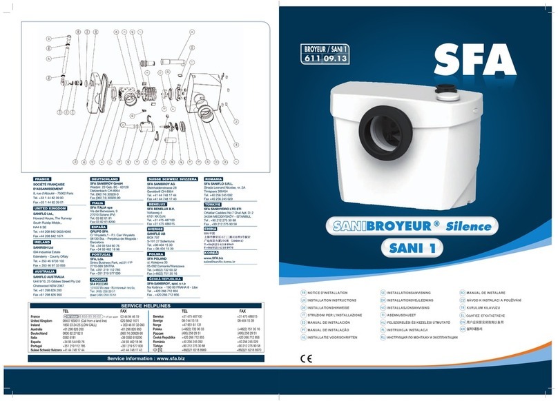 SFA SANIBROYEUR Silence SANI 1 installation instructions SFA SANIBROYEUR Silence SANI 1 installation instructions